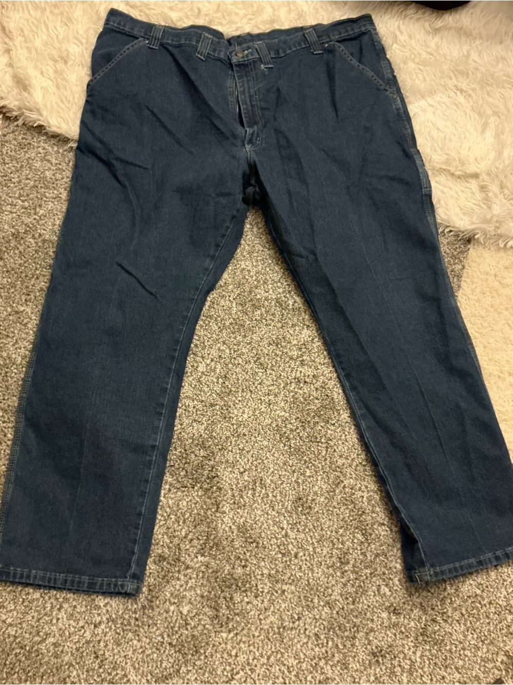 🔥 Wrangler Men’s 44x30 Carpenter Jeans Dark Blue Denim Utility Workwear